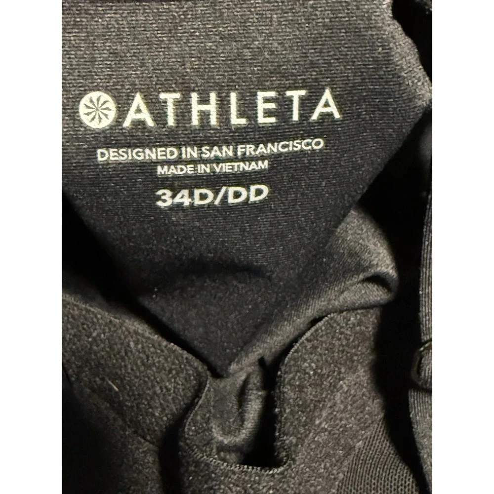 Athleta Black Twist Front Underwire Tankini Swim Top 34D/DD Adjustable Straps M